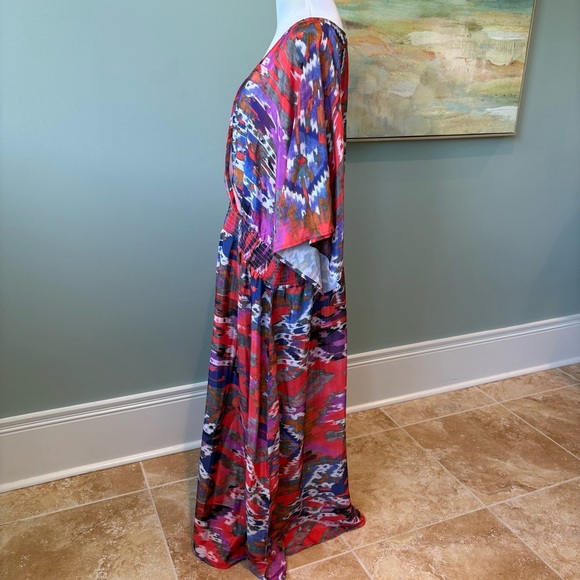 Aztec Coastal Dopamine Vibrant Multicolor Stretch Maxi Dress Sz 3X - Picture 6 of 9